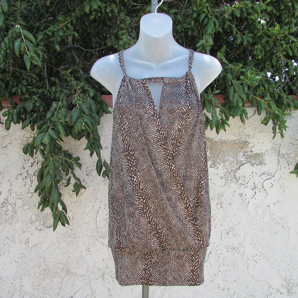 Inc Brown Snake Pattern Stretch Poly Blouse L - image 6